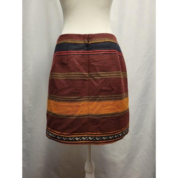 NWT Faux Wrap Mini Skirt Size 8P Wool Blend Southwestern Aztec Ann Taylor Loft - Picture 2 of 9